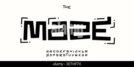 Fun Playful Font Geometric Logo Alphabet Cool Cartoon Letter Set Modern Typography, Creative Typographic Design for Comics Title Text, Typo Poster Stock Vector