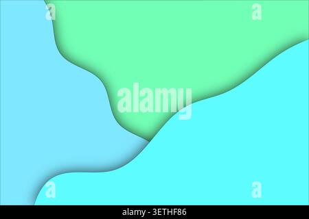 multimodal paper cut background showing blue and lime green wavy layers with depth, modern overlapping shapes create fluid movement, elegant professio Stock Vector