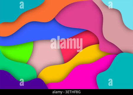 Abstract colorful paper cut background, creative design, seamless looping animation, modern design concept, smooth flowing waves, beautiful backdrop f Stock Vector