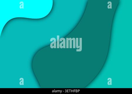 Cool toned background featuring fluid wavy layers and subtle shadows, creating a serene and modern visual with an abstract paper cut style. This desig Stock Vector