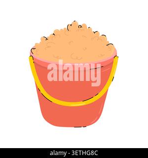 Doodle beach sand bucket vector illustration. Summer toy icon isolated on white background. Hand drawn bucket icon. Stock Vector