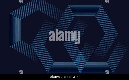 Cyan linear structures forming complex technological patterns, minimalist blue grid design on black background, digital connection concept for busines Stock Vector