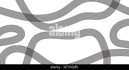 Abstract organic shapes formed by wavy black lines. Smooth curves create a modern design. Minimalist art. Stock Vector