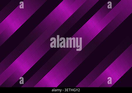 Diagonal purple stripes on dark purple background. Geometric abstract pattern with vibrant color and clean lines. Modern digital art. Stock Vector