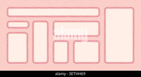 Hand drawn vintage frame with coquette bow and ribbon details. Cute doodle border perfect for wedding invitations, greeting cards, and decorative desi Stock Vector