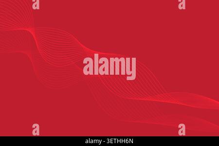Abstract design with red flowing lines on a bright yellow background, creating an energetic wave-like pattern. Bold and dynamic, evoking movement and Stock Vector