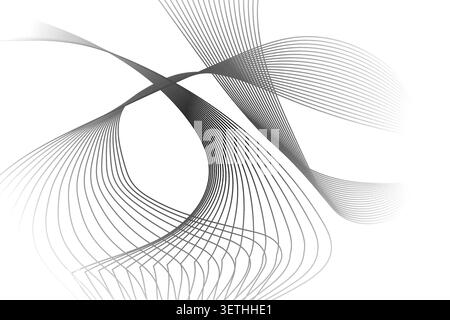 Smooth green and white flowing lines pattern blend on gradient background. elegant graphic design. striking visual art. gentle curve illustration. mod Stock Vector