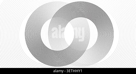 Abstract design overlapping circles, fine lines, geometric pattern, modern art, minimalist graphic, clean background Stock Vector