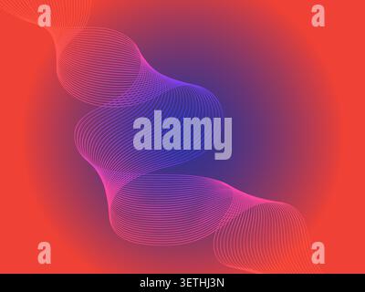Abstract background horizontal curved white lines, dynamic flowing pattern on black, modern digital art, clean geometric design, smooth texture. Stock Vector