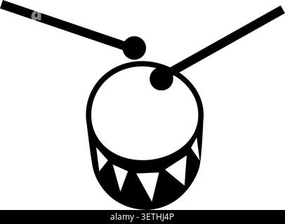 Drum Icon Vector. Percussion Music Instrument Symbol for Band, Concert and Rhythm Design Stock Vector