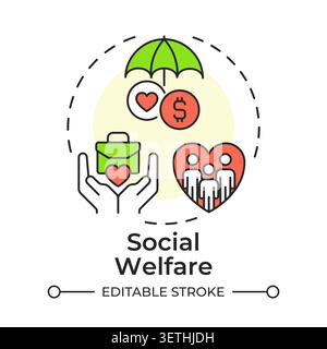 Social welfare multi color concept icon Stock Vector