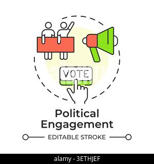 Political engagement multi color concept icon Stock Vector
