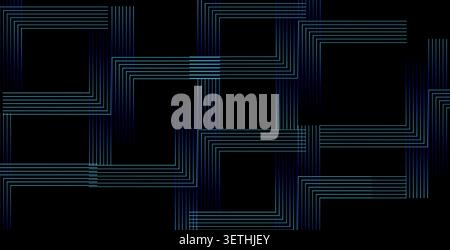 Bold blue lines form abstract interlocking shapes. Concentric curves and rounded corners suggest connection and movement. Dark navy background highlig Stock Vector