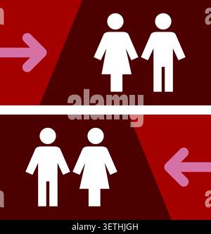 Men and women toilet sign on a coloured support Stock Vector