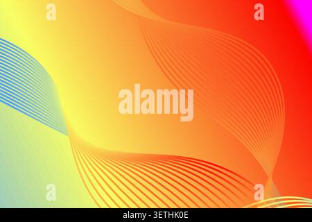 Vibrant and dynamic abstract design. Seamless gradient from yellow to red with overlapping wavy line patterns. Modern and energetic visual. Stock Vector