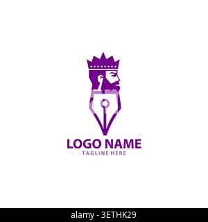 pen king logo illustration crown design abstract vector illustration Stock Vector