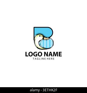 Letter B and duck head modern logo design illustration Stock Vector
