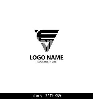 Initial letter VE or EV flat monogram logo design vector template Stock Vector