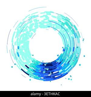 Abstract digital ring interface made from layered geometric arc blocks Stock Vector