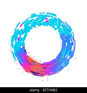 Abstract digital ring interface made from layered geometric arc blocks Stock Vector