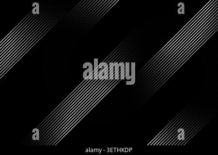 Minimalist abstract background featuring sharp white diagonal lines creating a sense of movement against a solid black canvas. Stock Vector