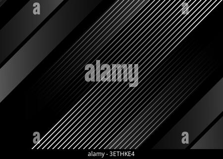 Dynamic abstract background featuring various shades of black and gray diagonal lines and stripes, creating a modern and geometric pattern. Stock Vector