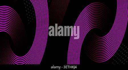 Mesmerizing abstract composition with flowing purple lines creating organic shapes against dark backdrop and subtle textured elements. Stock Vector