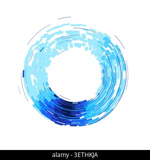 Concentric circular tech segments with dynamic blue glow accents Stock Vector