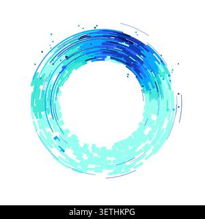 Concentric circular tech segments with dynamic blue glow accents Stock Vector