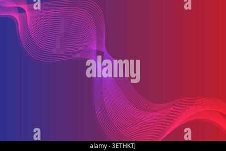 Dynamic abstract background featuring smooth, wavy lines creating a modern art style, set against a vibrant blue and red gradient. Stock Vector