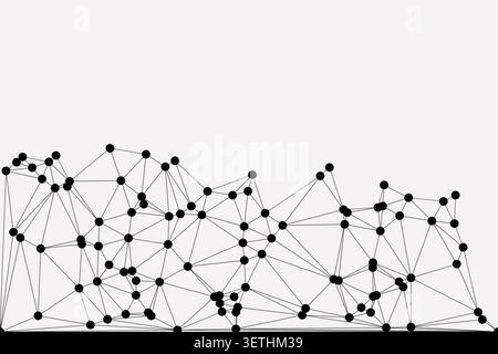 Landscape orientation showing clusters of connected points rising from bottom edge. Bold graphic design suitable for website footers or decorative bor Stock Vector
