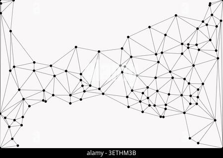 Intricate black line art structure over white surface showing web of interconnected points. High contrast abstract design representing communication s Stock Vector