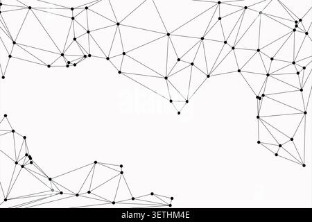 Complex geometric pattern of interconnected lines and small dots creating a technical mesh. Modern abstract design suitable for architectural planning Stock Vector