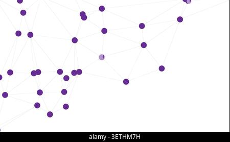 Digital network connections, purple dots connected by lines, data transfer, scientific research, communication, technology, web design Stock Vector