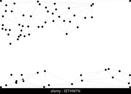 Abstract low poly design with interconnected dots and lines forms a complex network pattern against a gradient blue background, symbolizing digital co Stock Vector