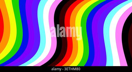Abstract heart with pride flag colors with rounded sticker on white background. Rainbow community poster for LGBT History Month. Pride Month Stock Vector
