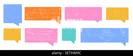 Chalk-textured speech bubble frames. Stock Vector