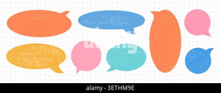 Chalk-textured speech bubble frames. Stock Vector