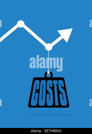 Business Graph Pulled Down by Heavy Costs Stock Illustration Stock Vector