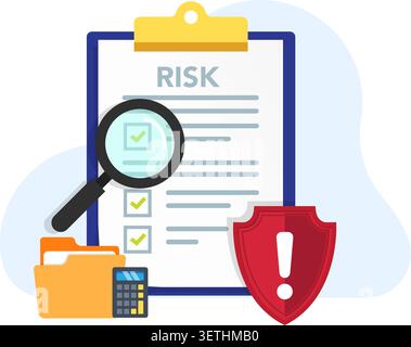 Risk Management Checklist with Shield Stock Illustration Stock Vector