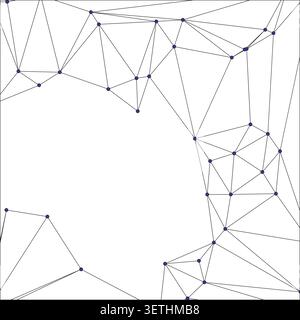 Intricate network of blue nodes and black lines creating geometric patterns. Dynamic abstract background suitable for technology or science themes. Stock Vector