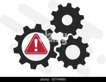 Warning Sign Inside Industrial Gears System Stock Illustration Stock Vector