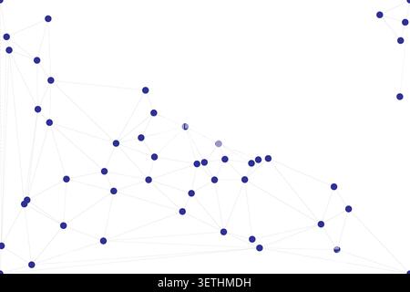 Abstract image featuring dark blue dots interconnected by thin white lines, creating a geometric network. design forms a visual pattern, graphic layou Stock Vector