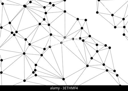 High contrast black and white geometric abstraction of data nodes. Versatile graphic for technical documentation or medical research covers. Professio Stock Vector