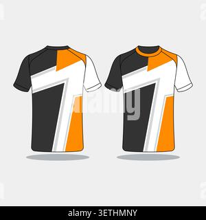 Abstract sports jersey design with black and orange background Stock Vector