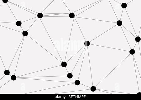 Complex abstract network illustration with many black dots and intersecting lines. Detailed geometric pattern. Modern digital background design. Stock Vector