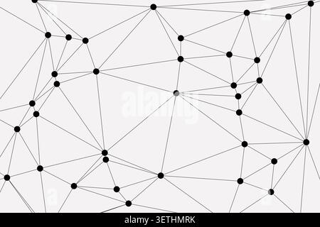 Minimalist vector illustration featuring plexus structure connecting points in space. Modern digital communication concept with nodes and links repres Stock Vector