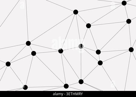 Intricate geometric design featuring numerous black dots linked by thin lines. Abstract network illustration. Modern digital pattern for backgrounds. Stock Vector