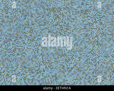 A view of small abstract blue ceramic tile on a wall, as a background. Stock Photo