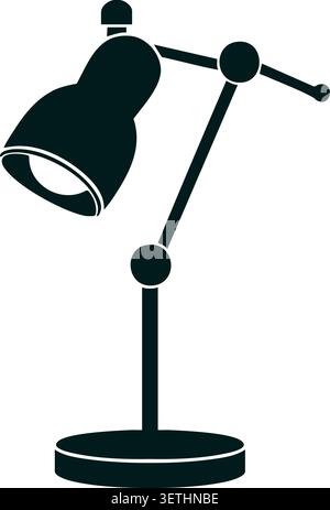 Flat illustration of an adjustable desk lamp with jointed arm round base and angled light head Stock Vector